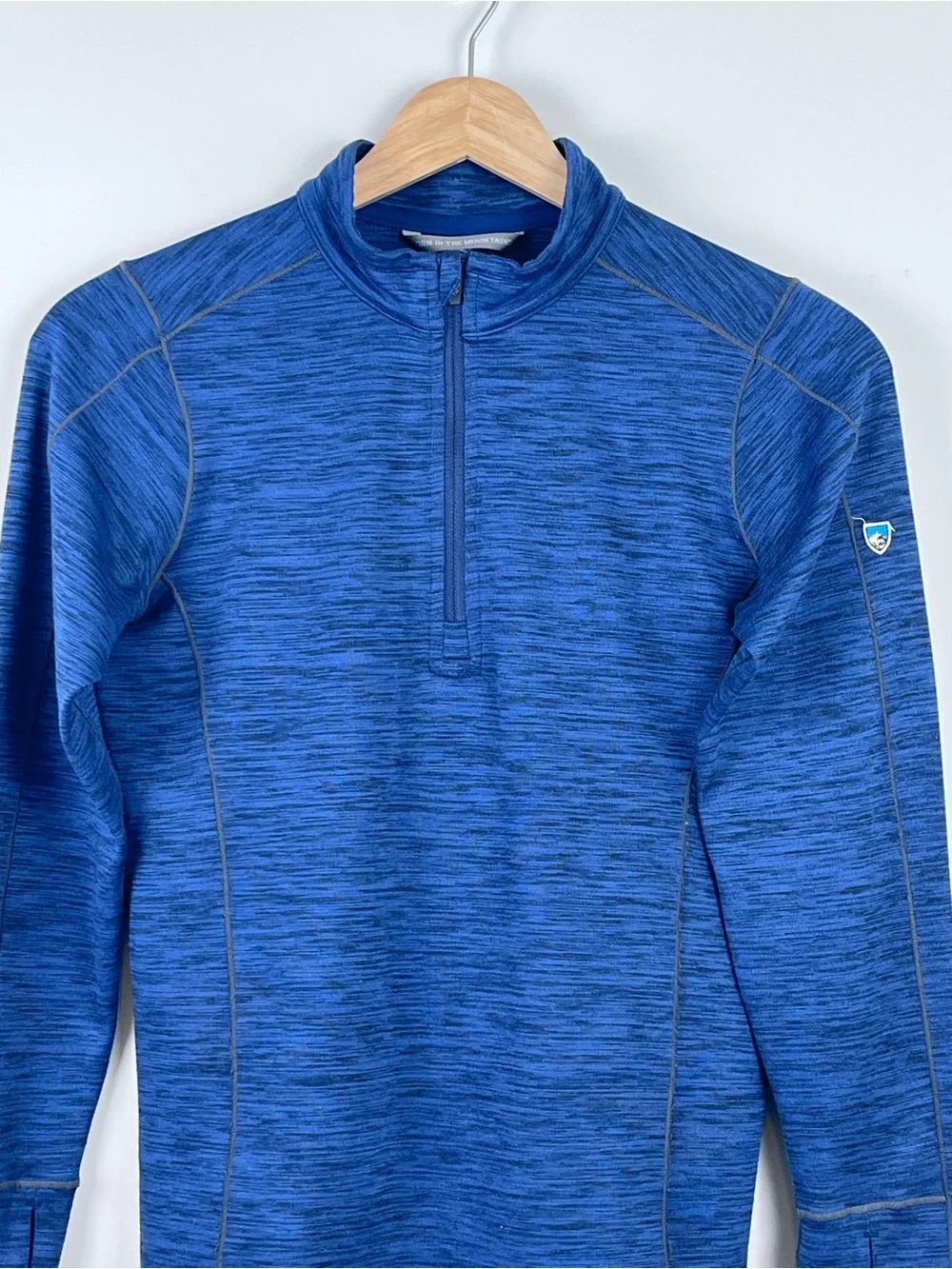 Kuhl Youth Boys Heathered Blue Alloy 1/4 Zip Lightweight Sweater Size M; Active